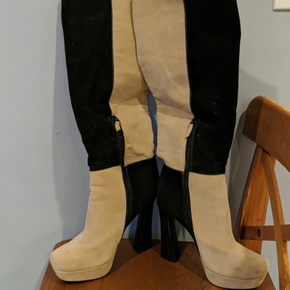 70s inspired over the knee boots